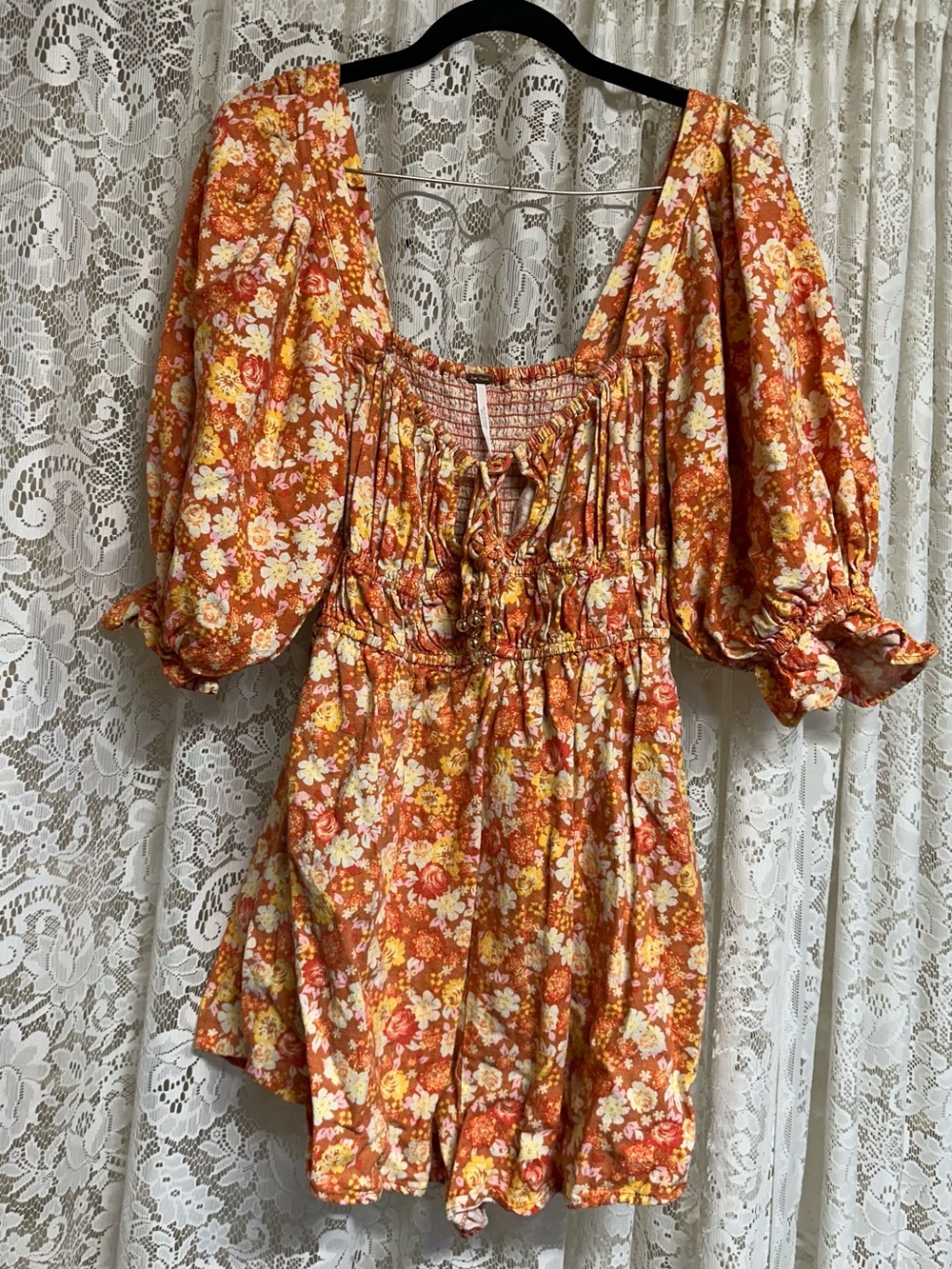 Free People Orange And Yellow Show Me Love Romper
